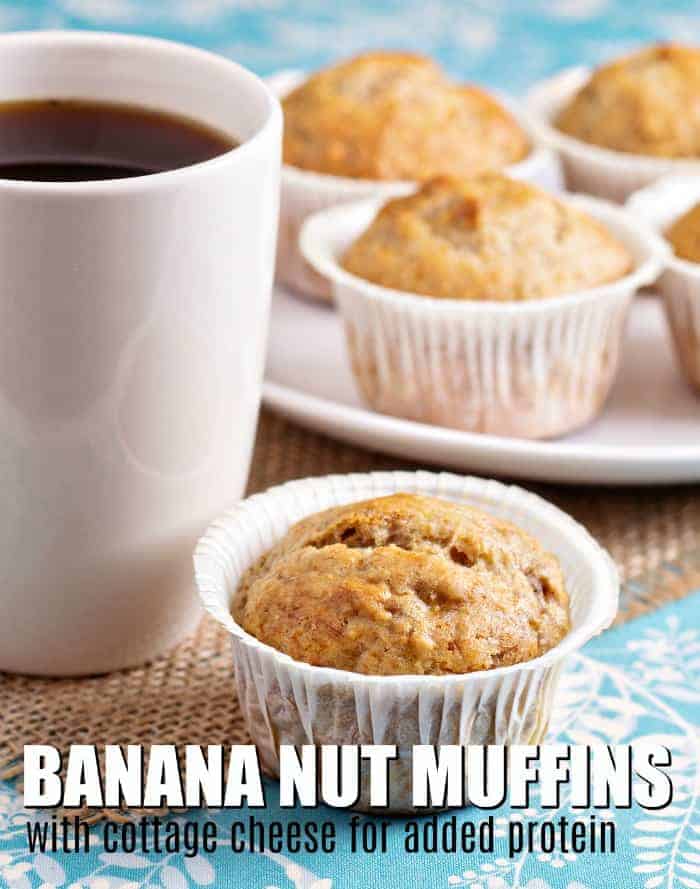 Try my cottage cheese banana muffins today. This super moist Banana Nut Muffin recipe is the perfect choice for busy mornings! 
