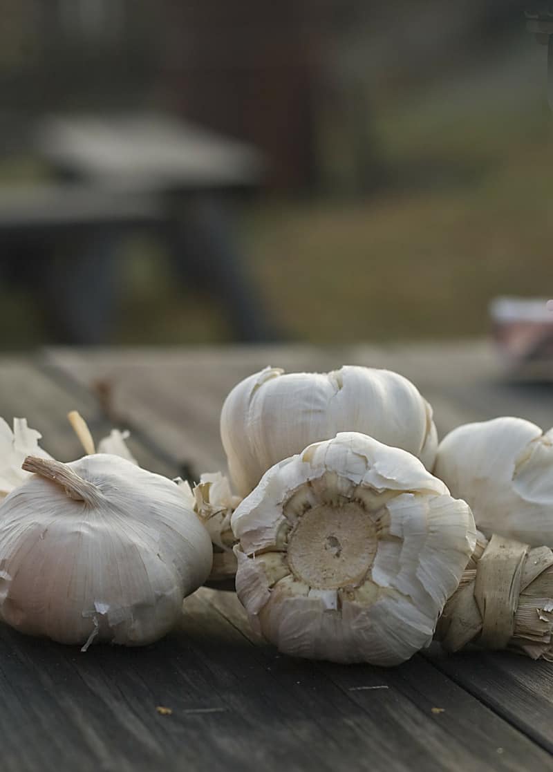 garlic on a cutting board