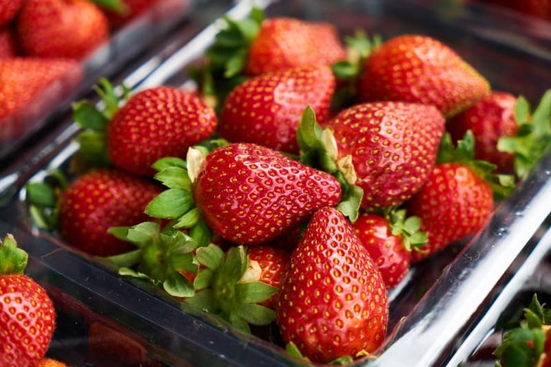 fresh strawberries in a basket