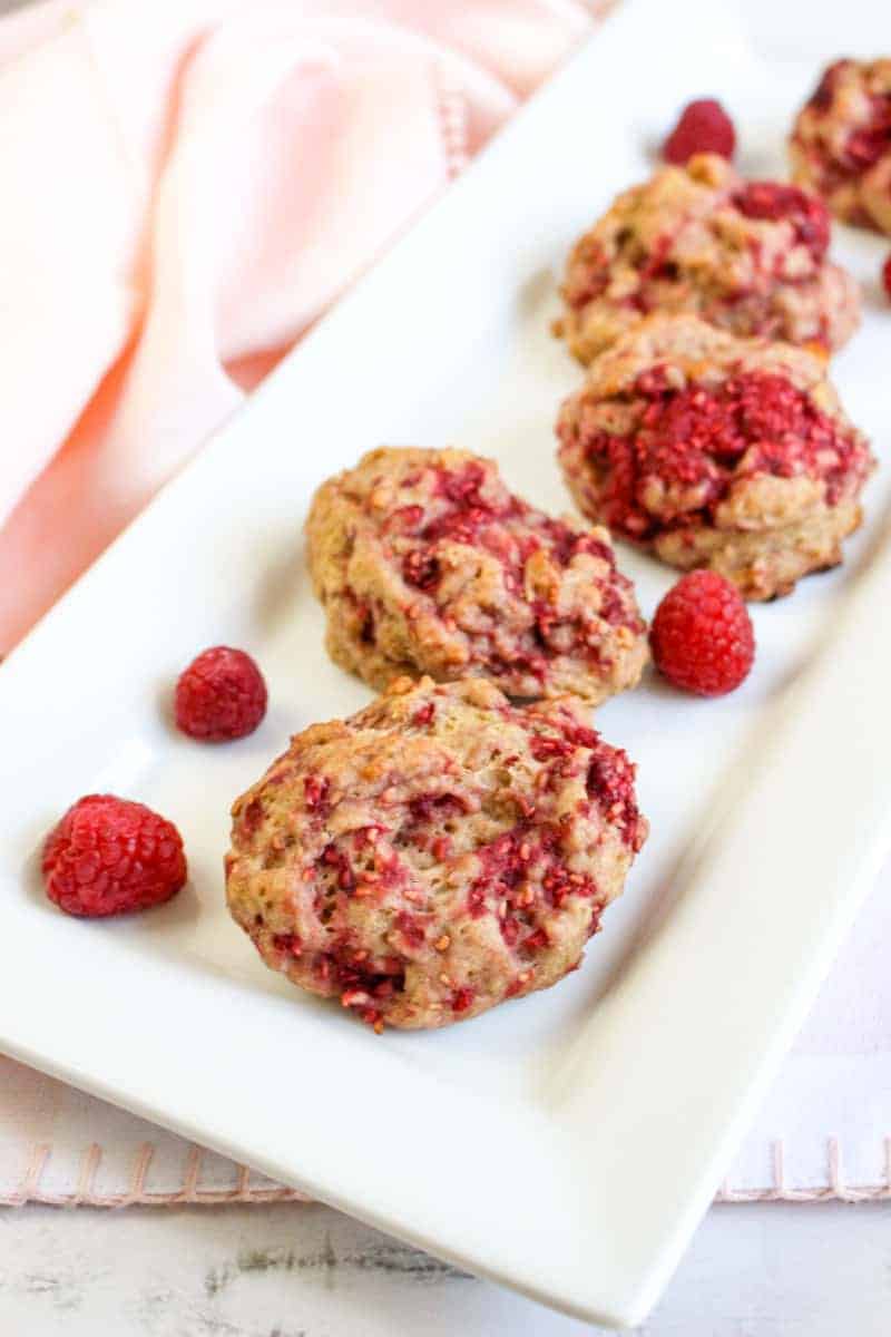 These healthy raspberry scones are loaded with fresh raspberries and sweetened with agave nectar. Try this raspberry scone recipe for breakfast today.