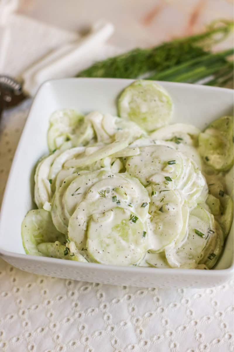 Cucumber Salad with Mayo is one of our favorite salad recipes. Find out how to make this Pennsylvania Dutch cucumber salad recipe right here.