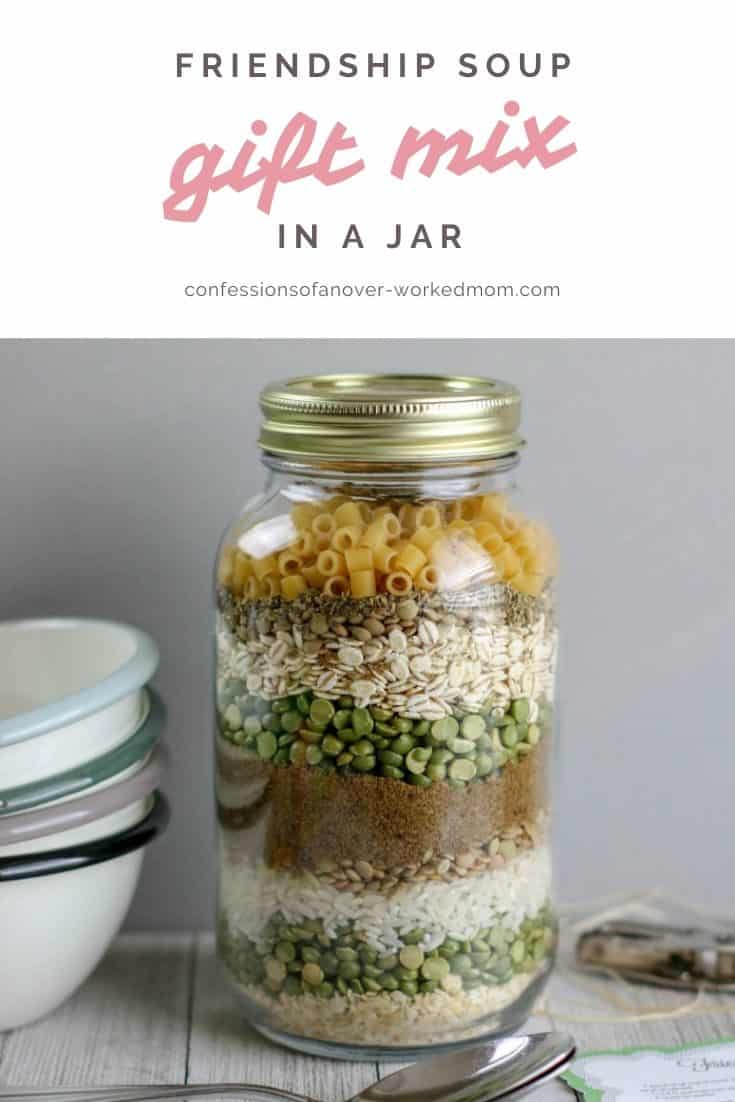 Gifts in a Jar for Christmas: Friendship Soup Gift Mix #soupmix #giftsinajar #christmasrecipes #christmasgiftmix #christmas