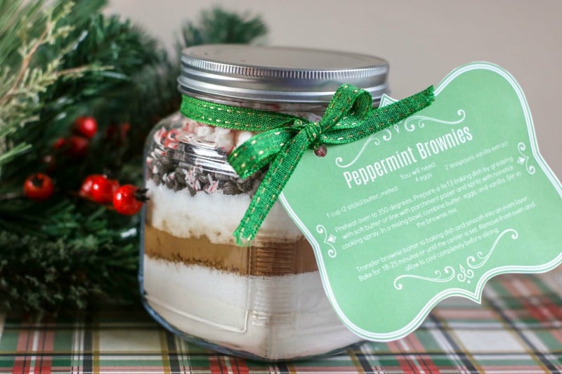 Christmas Peppermint Brownies Gift in a Jar Recipe
