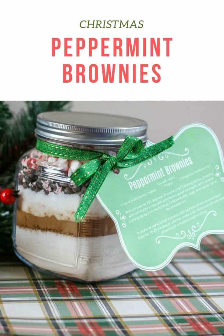 Christmas Peppermint Brownies Gift in a Jar Recipe #Christmas #Brownies #GiftsInAJar