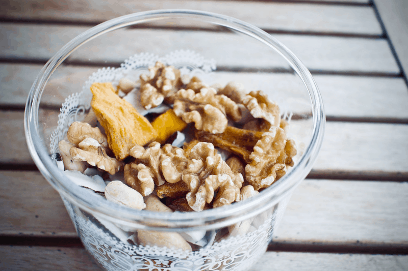dried fruits and nuts in a cup