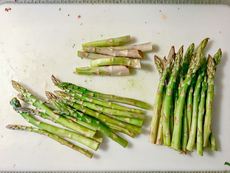 asparagus on a cutting board