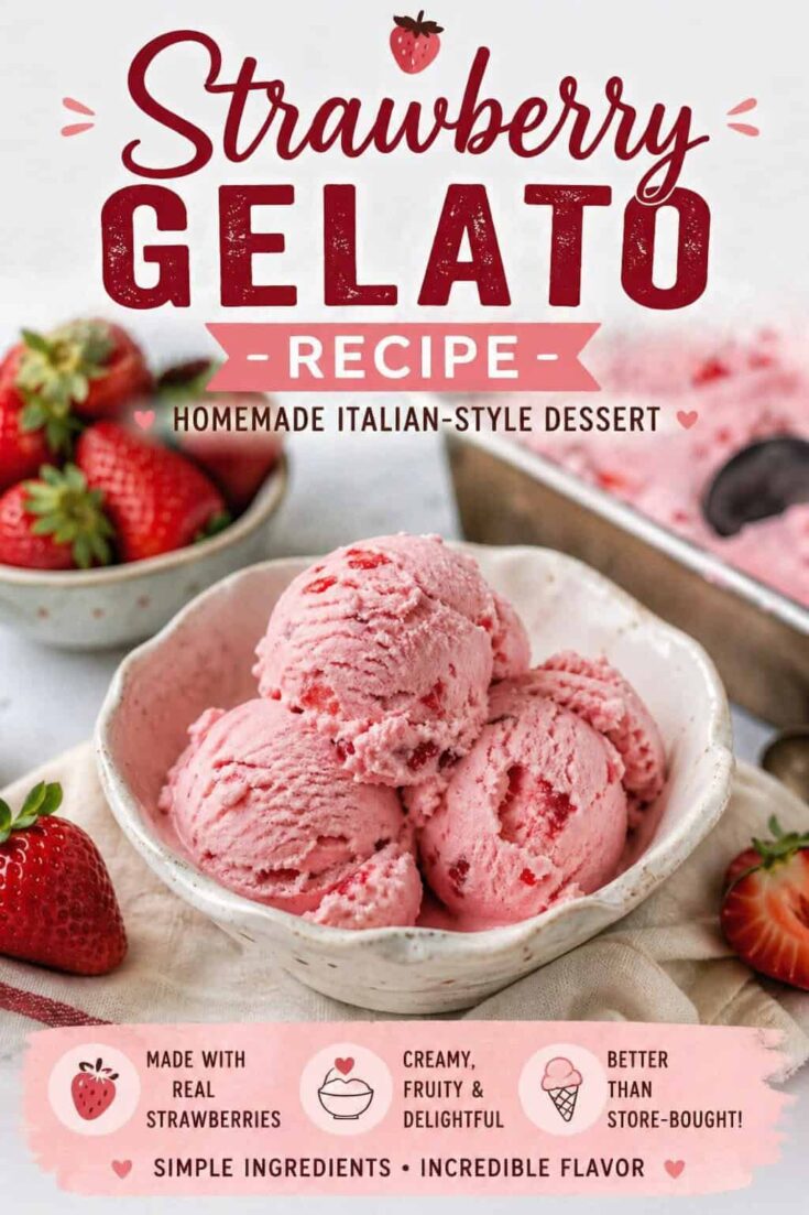 Strawberry Gelato Recipe (Homemade Italian-Style Dessert)