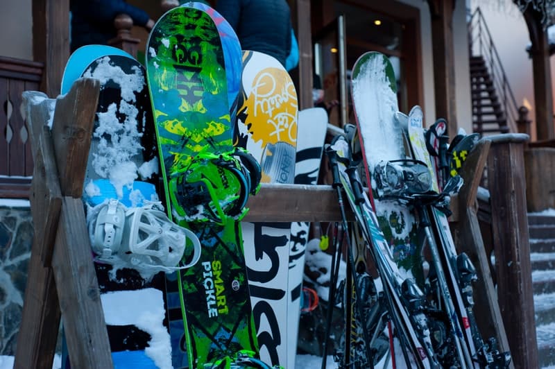 snowboards and gear