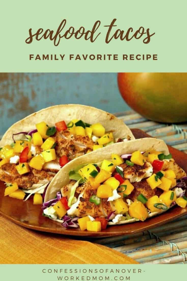 This seafood taco recipe is the perfect choice for picky eaters because you can customize it any way you like. You can add clam strips, lettuce, and cheese to appeal to the younger crowd. Or, adults can load up with catfish, guacamole, salsa, and chunks of vegetables. #tacos