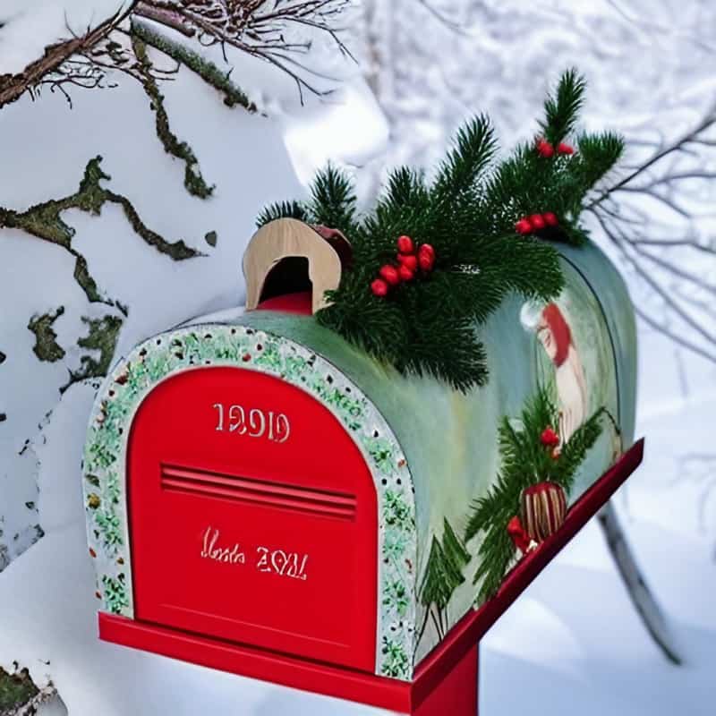a mailbox decorated for Christmas