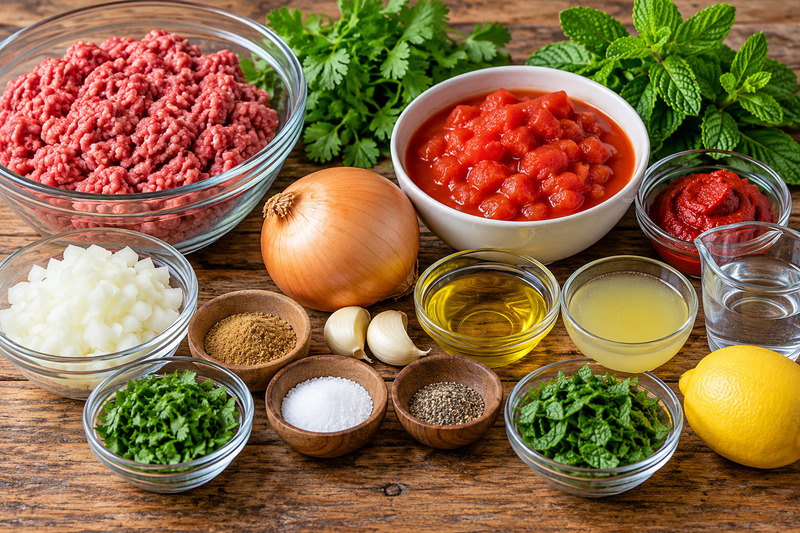Mediterranean Meatball Ingredients on Wood