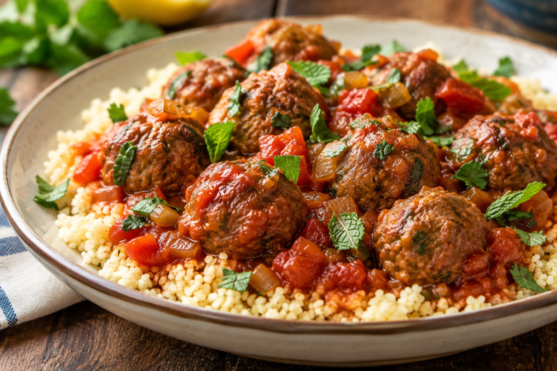 Rustic Couscous with Herb Meatballs