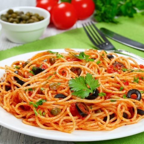 Recipe for Mediterranean Spaghetti with Paleo Alternatives