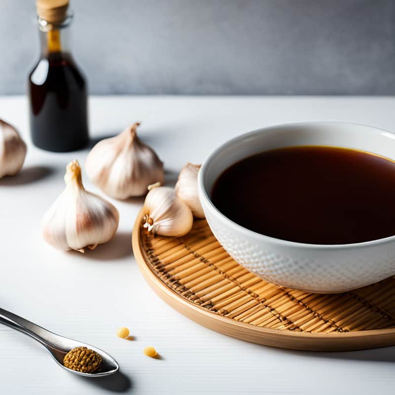 a bowl of soy sauce and garlic