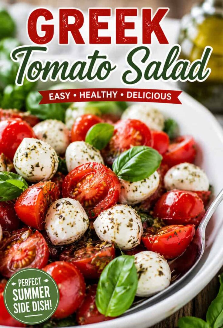 I found this Greek Tomato Salad recipe in Homegrown Herbs and am sharing it with permission. Try this Greek Cherry Tomato Salad today.