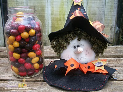 Halloween Candy Jar Witch from a Mason Jar to Hold M&Ms