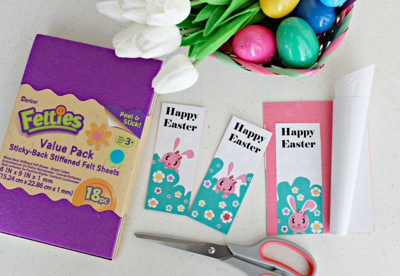 craft supplies to make a felt bookmark for Easter