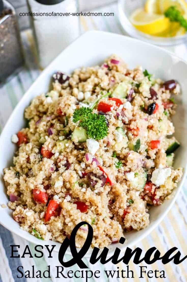 You are going to love this easy quinoa salad recipe! It's the time of year when it is absolutely too hot to heat up the kitchen by turning the stove on!