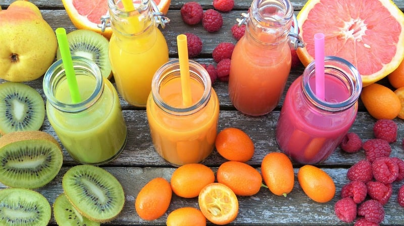 fruit smoothies and tropical fruit