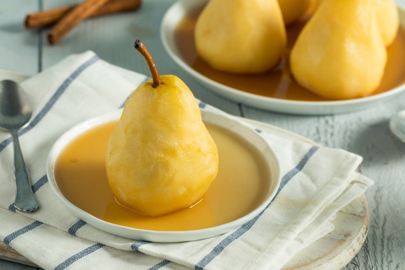 Vanilla Poached Pears Recipe without wine