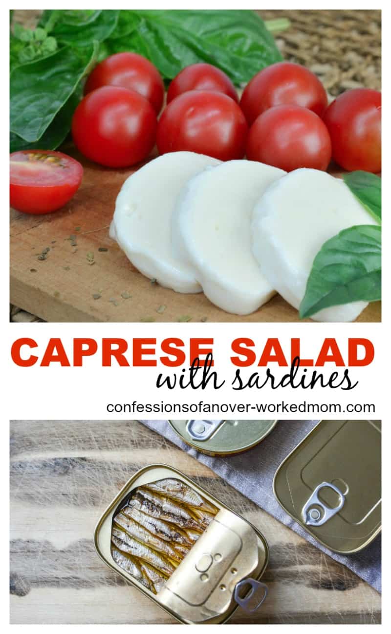 Caprese salad with sardines for a boost of vitamin B12