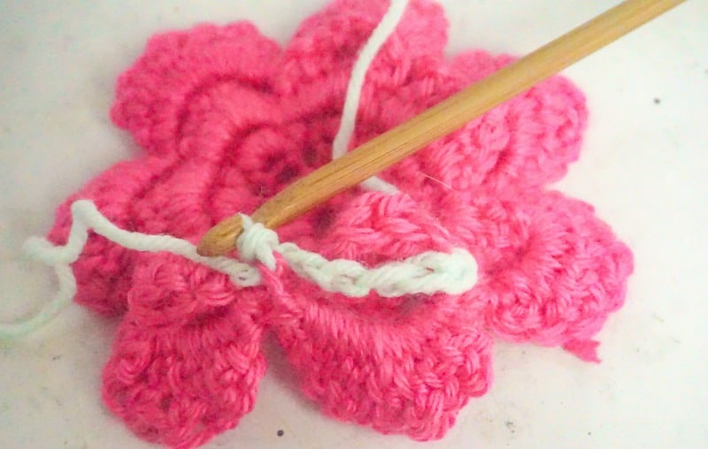pink crocheted flower