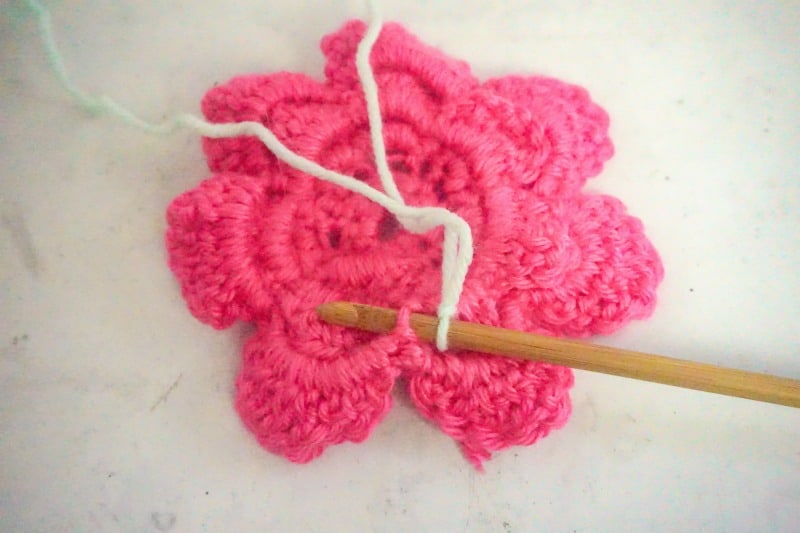 Crocheting a flower