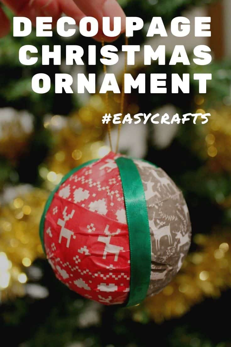 Easy Christmas Craft Idea: Decoupage Christmas Ornaments #Decoupage #ChristmasCrafts #EasyCrafts