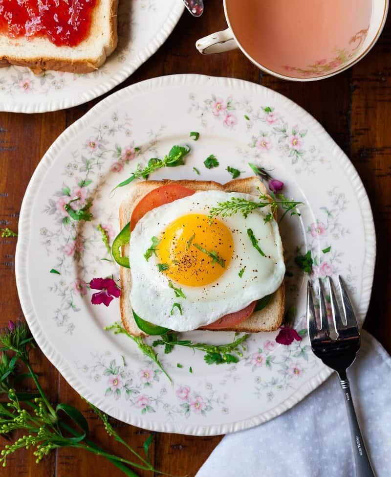 open faced sandwich with egg