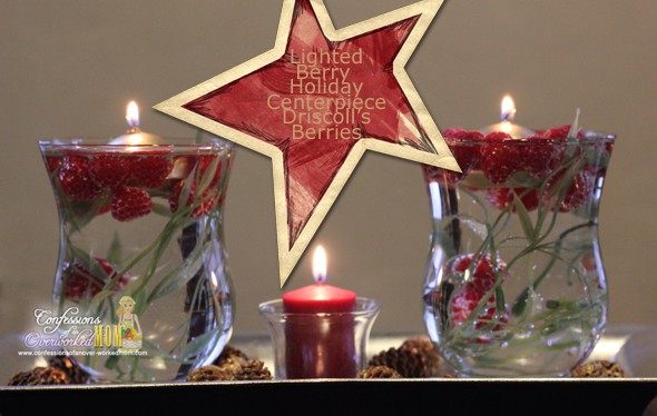 Looking for homemade Christmas table centerpieces? Make this easy Lighted Berry Holiday Centerpiece using fresh berries and floating candles.