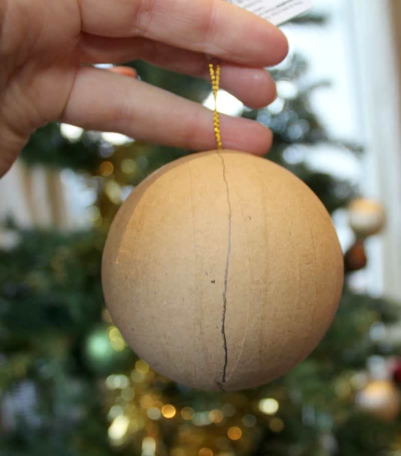 a paper mache Christmas ball