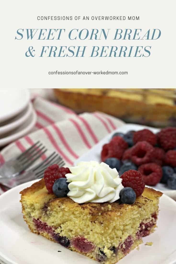 This sweet corn bread recipe with mixed berries is an absolutely delicious lightly sweet dessert.