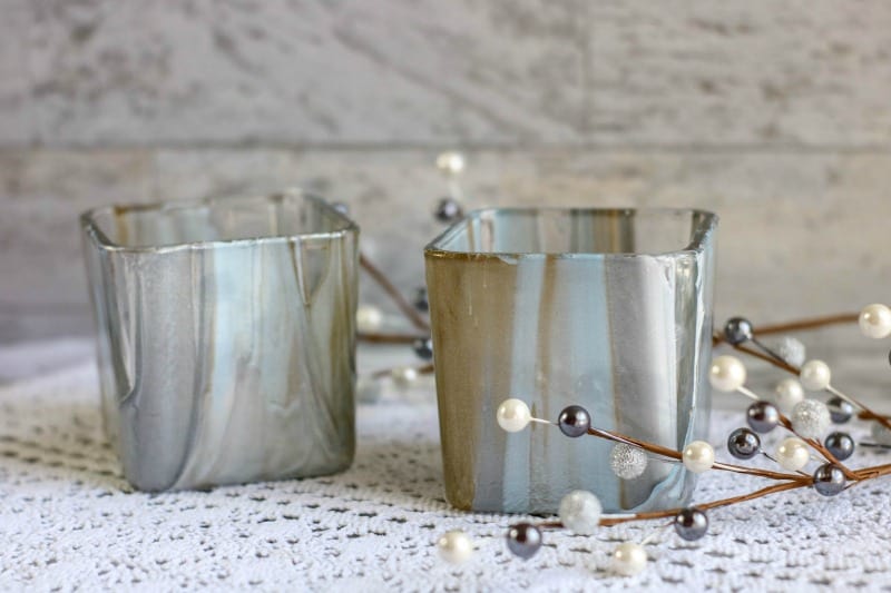 Christmas Crafts Gift Ideas: Poured Paint Votive Holders