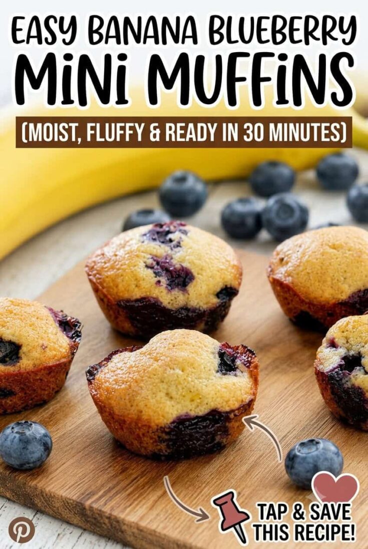 Easy Banana Blueberry Mini Muffins (Moist, Fluffy & Ready in 30 Minutes)