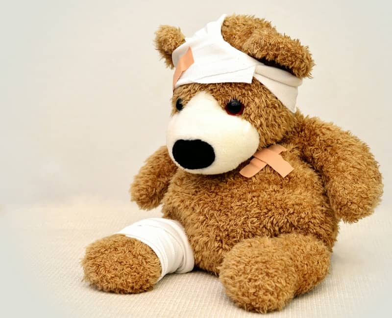 teddy bear with bandages on
