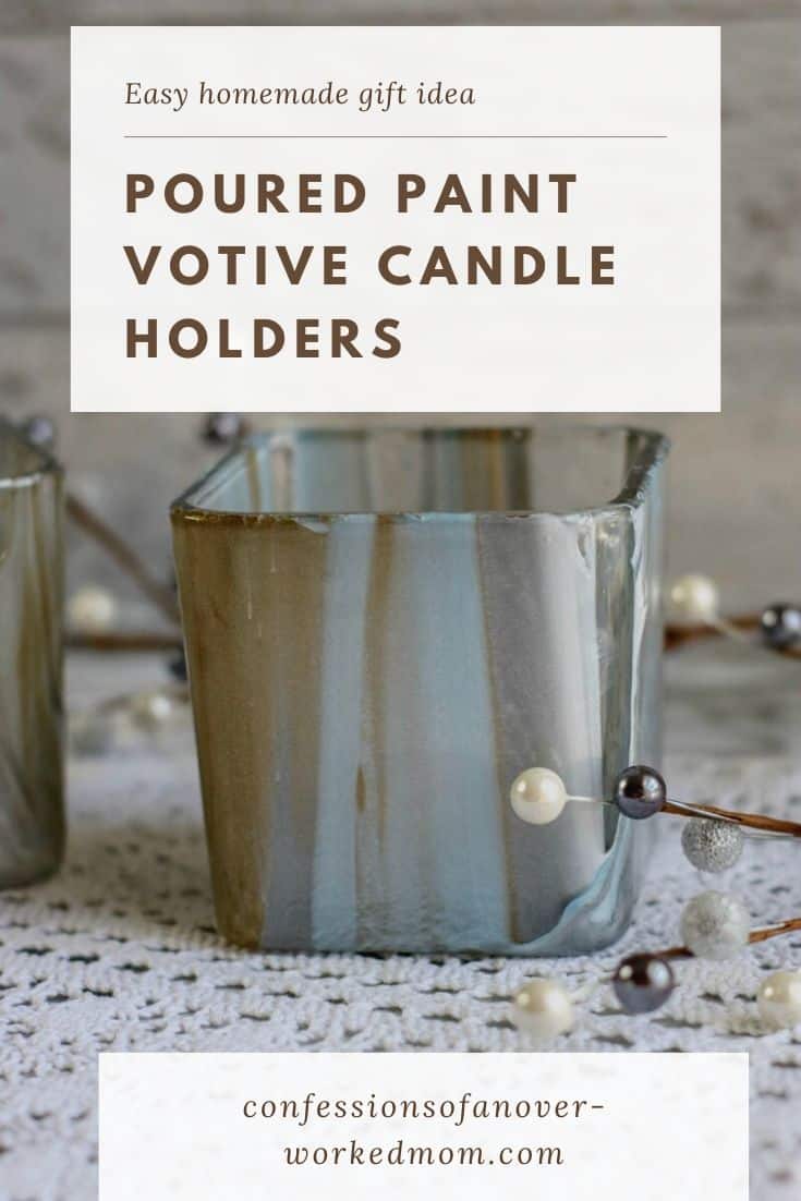 Christmas Crafts Gift Ideas: Poured Paint Votive Holders #paintprojects #easycrafts #Christmascrafts