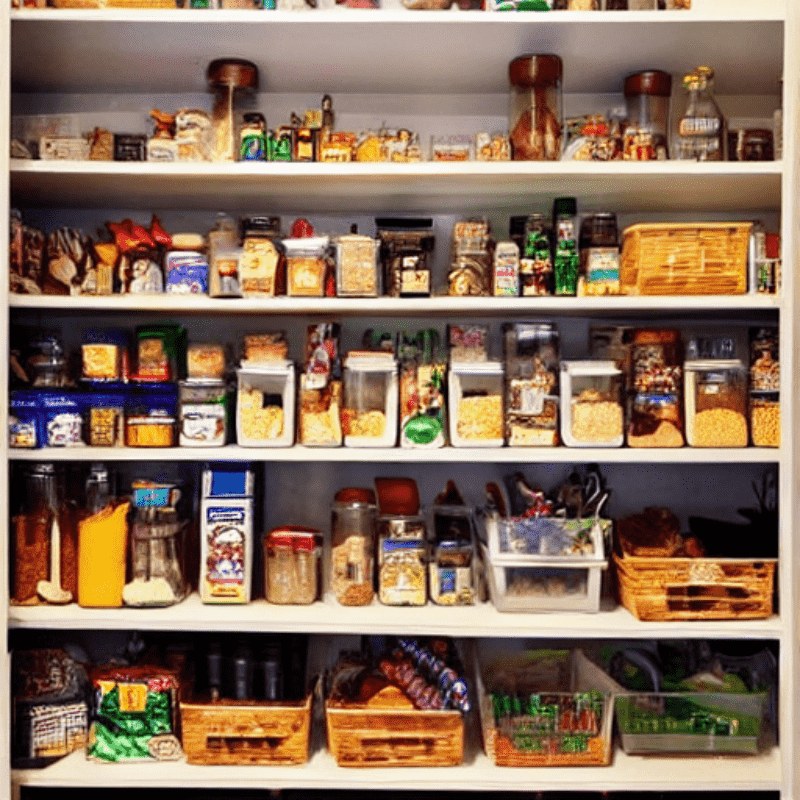 a pantry stocked with food