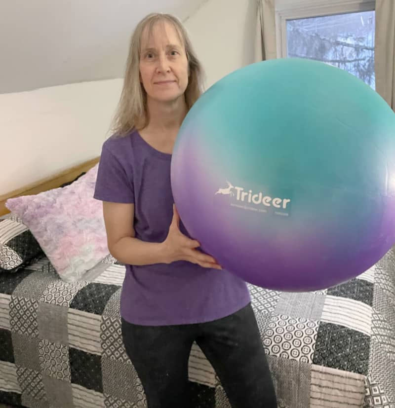working out with a yoga ball
