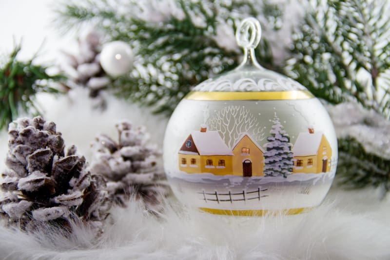 a Christmas ornament that has been handpainted