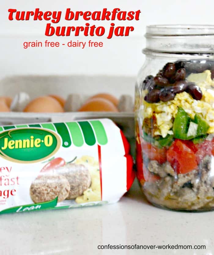 Looking for a turkey breakfast burrito? Try this turkey sausage breakfast burrito in a jar today and try something new for breakfast.
