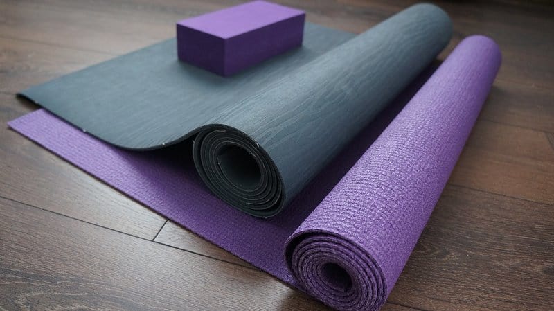 yoga mats and a yoga block