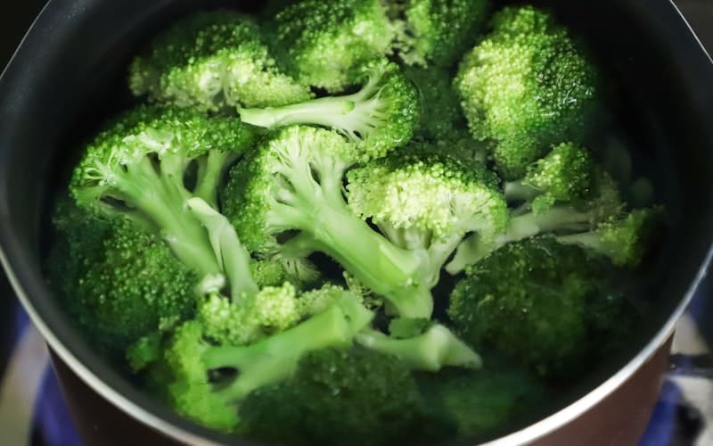 broccoli cooking in a pot