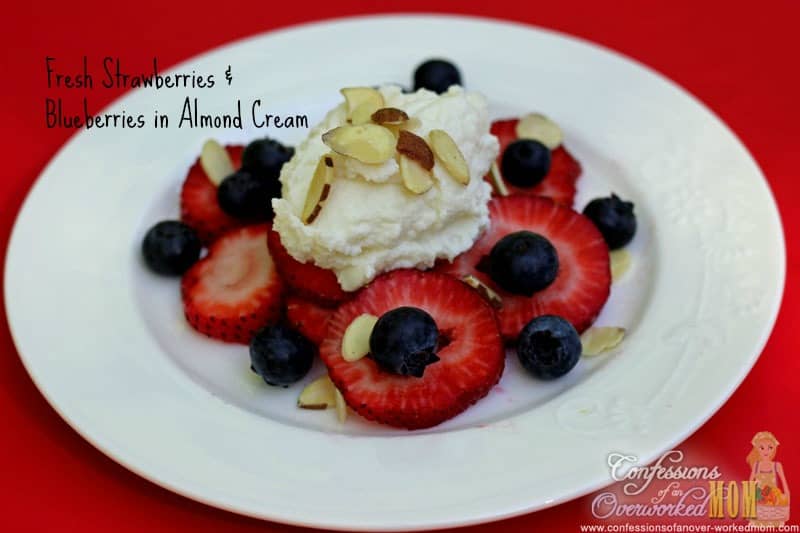 Fresh Strawberries And Blueberries with Almond Cream