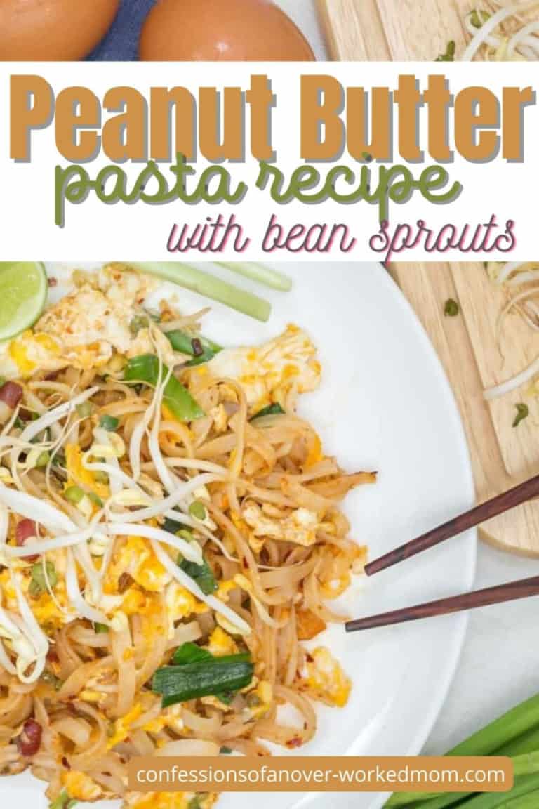 Peanut Butter Pasta Recipe With Bean Sprouts and Veggies