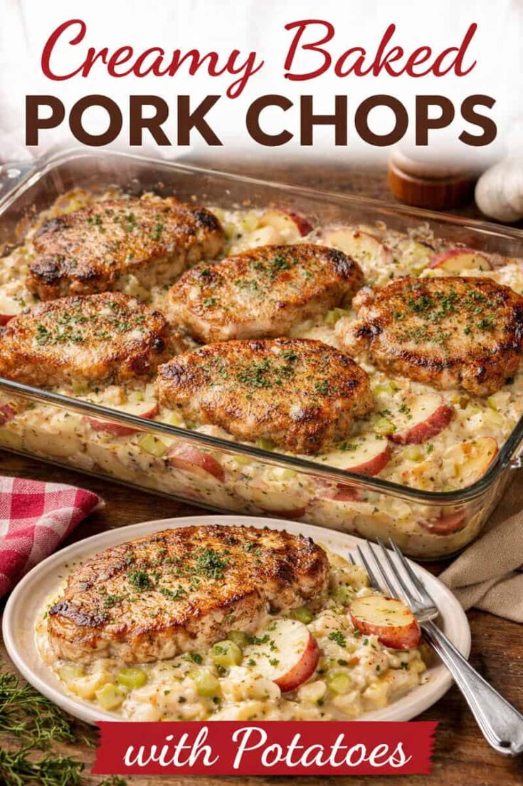 Looking for baked sour cream pork chops? Try these delicious baked pork chops with sour cream and potatoes for dinner tonight.