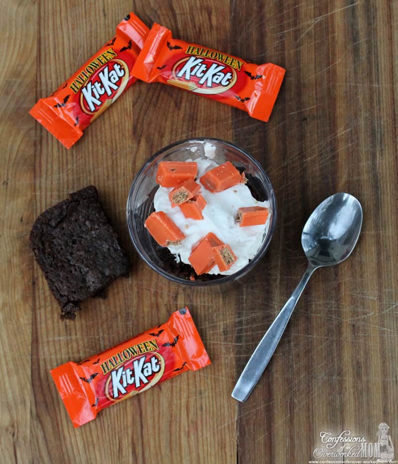 Halloween treat ideas - Kit Kat Brownie Trifle