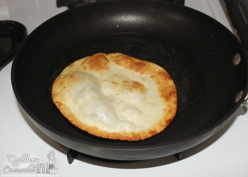 making tostadas in a frying pan