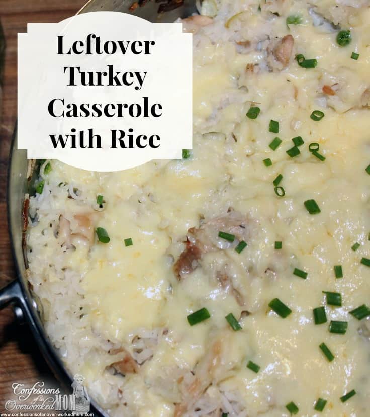 This leftover turkey casserole with rice is perfect to use up your Thanksgiving turkey! Try this creamy rice and turkey casserole today.