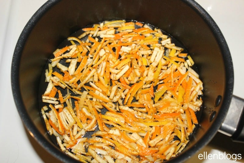 orange zest in a pot