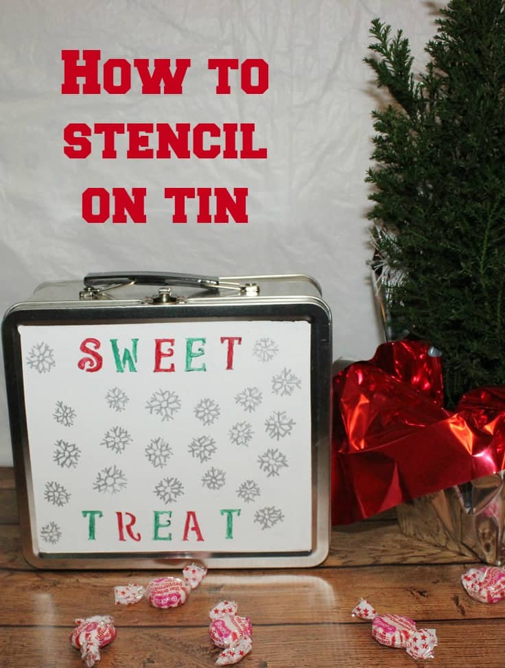How to stencil on tin for holiday treats #StaplesSharpie #PMedia #ad